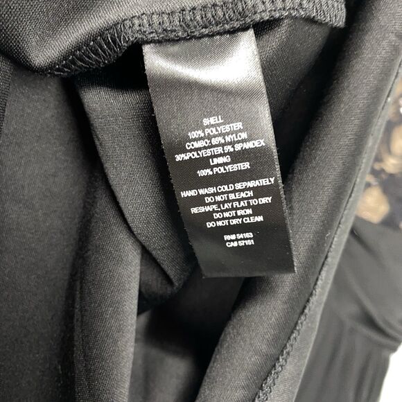 JH Evenings Sleeveless Lace Sequined Midi Dress Size 12 Black Full Skirt Event - Picture 10 of 12